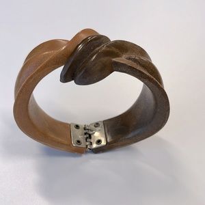 Wood Cuff Bracelet with metal fastener. One size fits most.